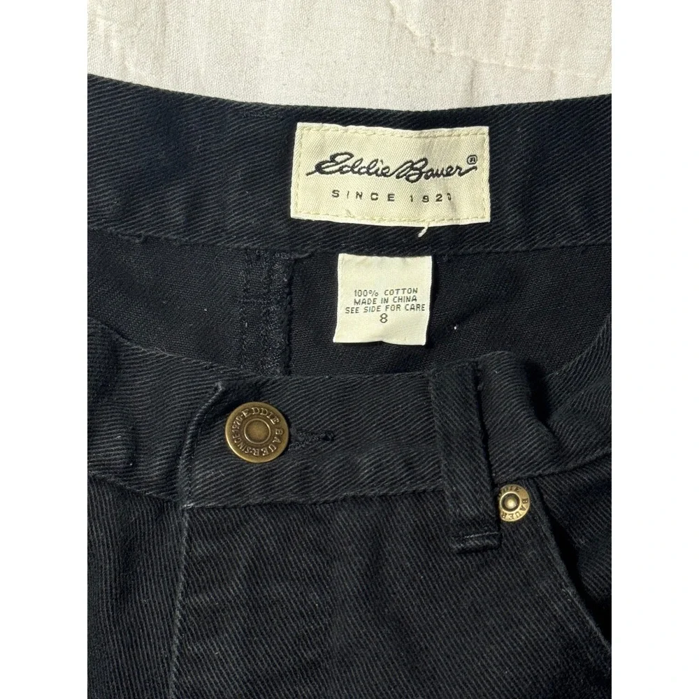 Eddie Bauer Black Distressed High Waisted Denim Shorts Frayed Hem Womens Size 8 - Picture 8 of 10
